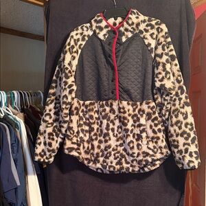 Maurices Leopard Print Quilted Sweatshirt with Red Trim
